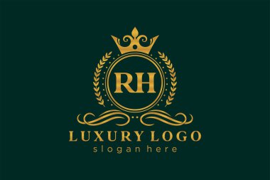 RH Letter Kraliyet Lüks Logosu Restoran, Kraliyet, Butik, Cafe, Otel, Heraldic, Mücevher, Moda ve diğer vektör ilüstrasyonları için vektör sanatı şablonu.