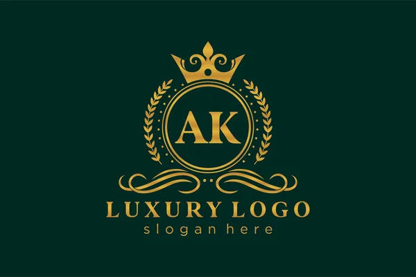 Ak字母Royal Luxury标志模板 用于餐馆 皇家酒店 精品店 咖啡店 Heraldic 时装和其他矢量插图的矢量艺术 — 图库矢量图片
