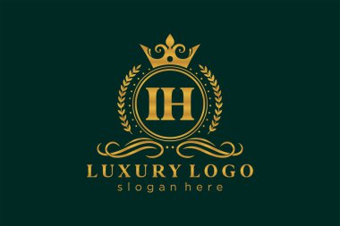 Restoran, Kraliyet Logosu, Butik, Cafe, Otel, Heraldic, Mücevher, Moda ve diğer vektör illüstrasyonları için vektör sanatı şablonu.