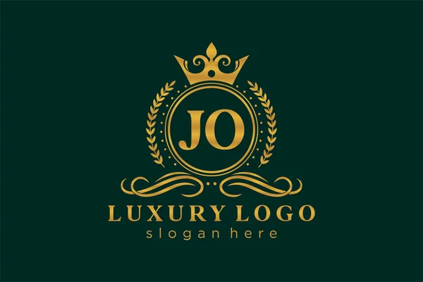 Jo字母Royal Luxury标志模板 用于餐馆 皇家酒店 精品店 咖啡店 希尔迪奇酒店 时装和其他矢量插图的矢量艺术 — 图库矢量图片