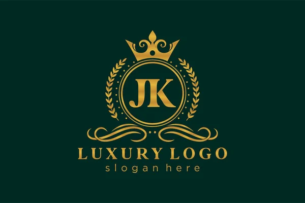 Jk字母Royal Luxury标志模板 用于餐馆 皇家酒店 精品店 咖啡店 希尔迪奇酒店 时装和其他矢量插图的矢量艺术 — 图库矢量图片