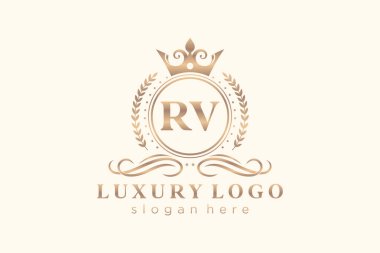 RV Letter Kraliyet Logosu Restoran, Kraliyet, Butik, Cafe, Otel, Heraldic, Mücevher, Moda ve diğer vektör çizimleri için vektör sanatı şablonu.