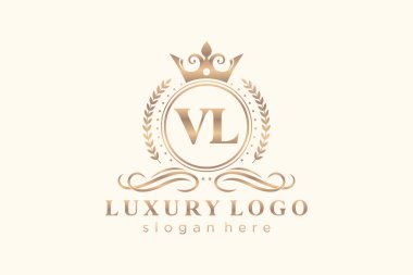 VL Letter Kraliyet Logosu Restoran, Kraliyet, Butik, Cafe, Otel, Heraldic, Mücevher, Moda ve diğer vektör ilüstrasyonları için vektör sanatı şablonu.