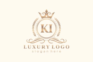 KI Letter Kraliyet Logosu Restoran, Kraliyet, Butik, Cafe, Otel, Heraldic, Mücevher, Moda ve diğer vektör ilüstrasyonları için vektör sanatı şablonu.
