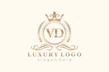 Restoran, Kraliyet Logosu, Butik, Cafe, Otel, Heraldic, Mücevher, Moda ve diğer vektör illüstrasyonları için VD Kraliyet Logosu şablonu.