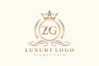 ZG Letter Kraliyet Logosu Restoran, Kraliyet, Butik, Cafe, Otel, Heraldic, Mücevher, Moda ve diğer vektör çizimleri için vektör sanatı şablonu.