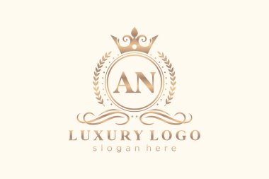 An Letter Royal Luxury Logosu Restoran, Kraliyet, Butik, Cafe, Otel, Heraldic, Mücevher, Moda ve diğer vektör çizimleri için vektör sanatı şablonu.