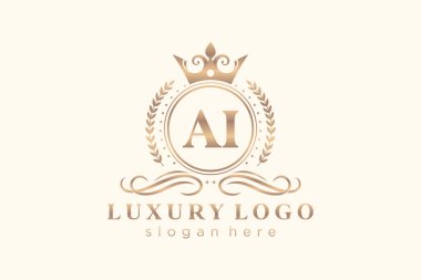 Restaurant, Royalty, Butik, Cafe, Hotel, Heraldic, Mücevher, Moda ve diğer vektör illüstrasyonları için Kraliyet Logosu AI Şablonu.