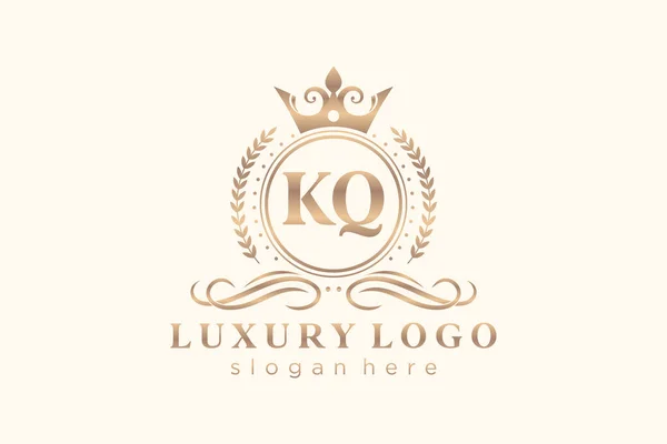 Kq皇家豪华标志模板 用于餐馆 皇家饭店 精品店 咖啡店 赫拉尔迪奇 时装和其他矢量插图的矢量艺术 — 图库矢量图片