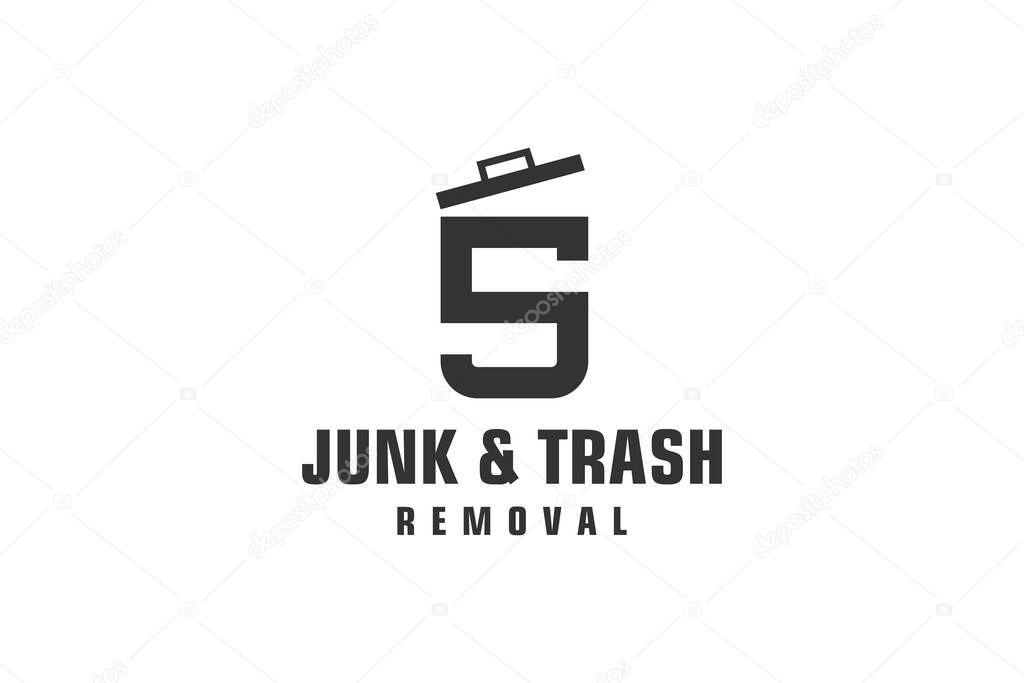 Letter S for junk removal logo design, environmentally friendly garbage disposal service, simple minimalist design.