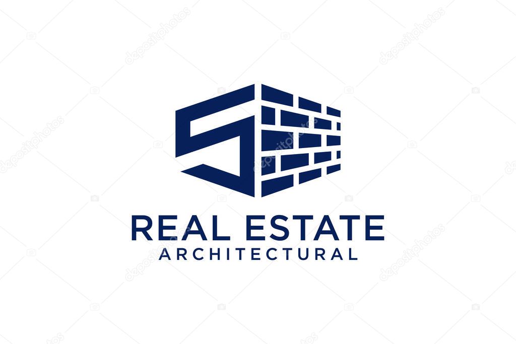 Letter S for Real Estate Remodeling Logo. Construction Architecture Building Logo Design Template.