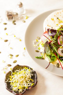 akşam yemeği için salata domates ve turp lahanası