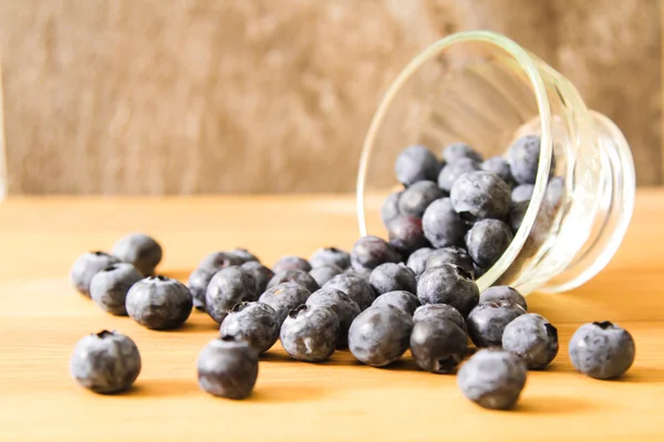 Blueberries in a glass bowl of French — Stock Photo, Image