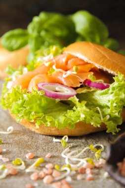 simit somon ve germinated pembe tuz lahanası