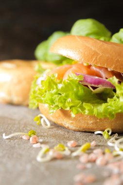 simit somon ve germinated pembe tuz lahanası