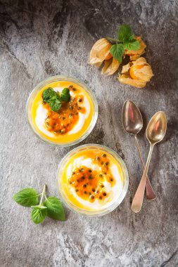 Yoğurt trapicheskim meyve, Çarkıfelek ve kış cherry ile ben