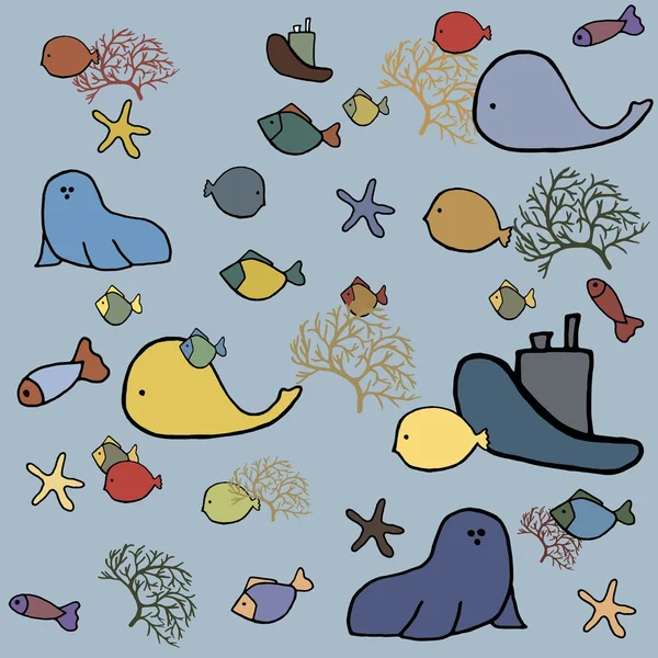 Animales marinos — Vector de stock