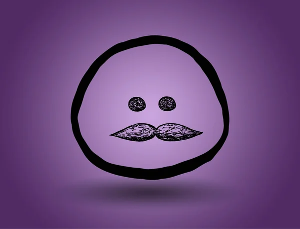 Visage vintage avec une moustache. vecteur sur fond violet — Image vectorielle
