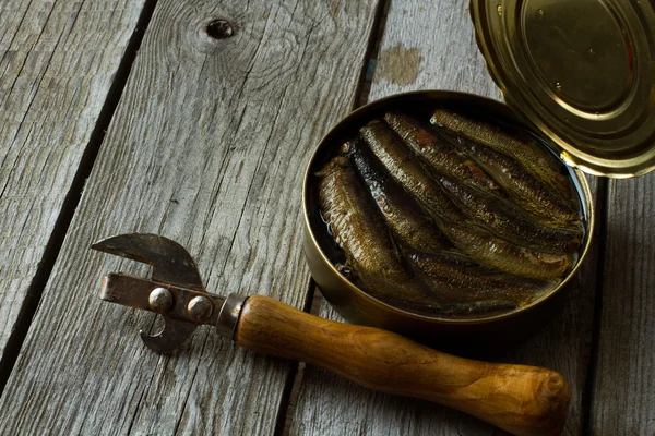 Sandwich mit Sprotten, russisches Nationalgericht für die Feiertage — Stockfoto