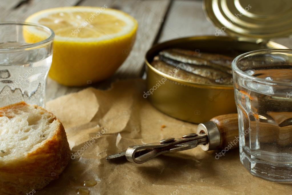Sandwich with sprats, national food in Russia for the holidays