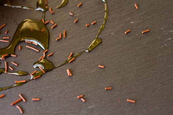 honey and maple syrup with chocolate sprinkles