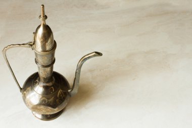 cherry with red currants in a bowl and a metal plate in oriental