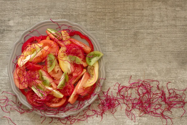 对于一个健康的身体和精神的番茄沙拉 — 图库照片