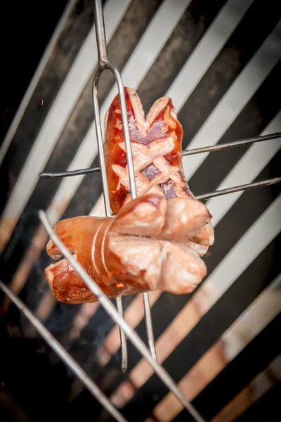 Bbq sausage on the grill. street food. fast food — Stock Photo, Image