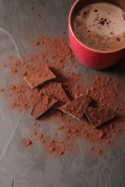 Какао с корицей и печеньем. — стоковое фото