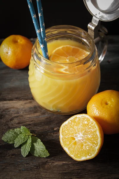 orange juice with mint leaves