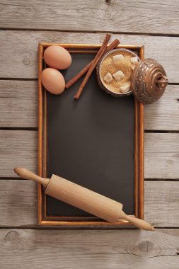 Yemek tarifleri, siyah için vintage ahşap tahta