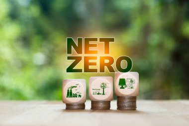 Tahta bloklar, CO2 azaltımı, rüzgar enerjisi ve güneş enerjisi içeren NET Sıfır 