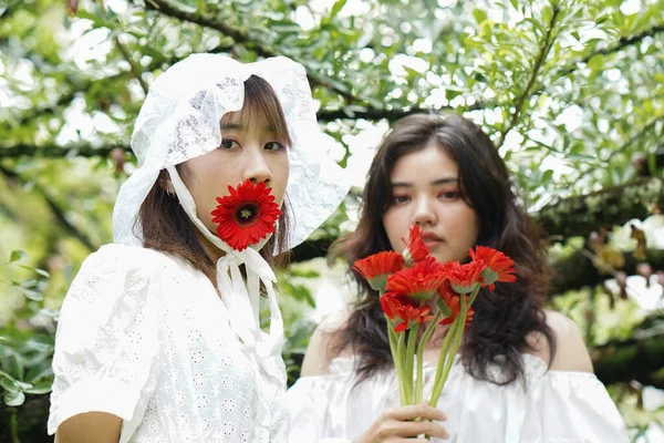 Aesthetic girls with a flower