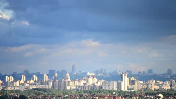 Timelapse of clouds and shadows moving over Kiev — Stock Video