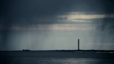 Deniz feneri ile üzerinden sis Ramblas'a