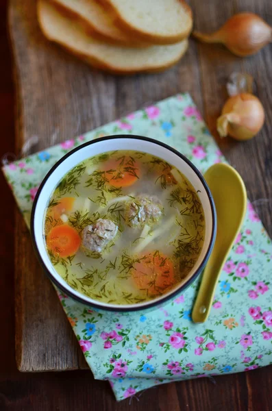 Soup with meatballs — Stock Photo, Image