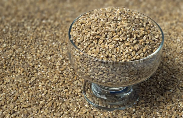 Wheaten groats in a glass — Stock Photo, Image