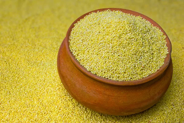 Millet in a clay pot — Stock Photo, Image