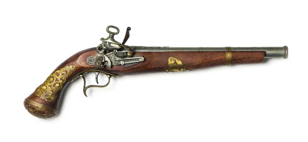 Pistola flintlock em um fundo branco — Fotografia de Stock