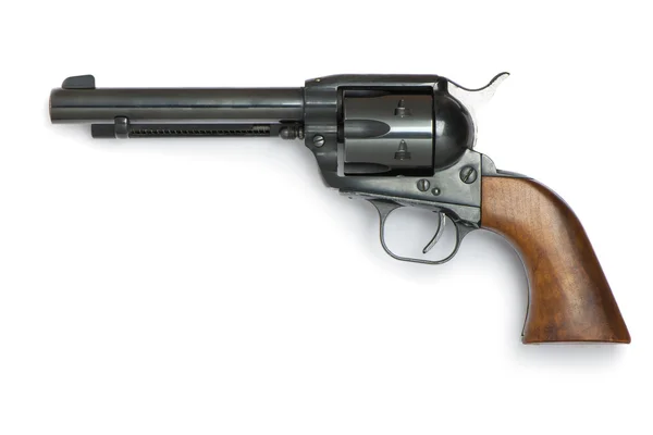Pistola preta em um fundo branco — Fotografia de Stock
