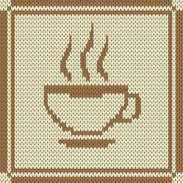 कॉफी के कप के साथ निर्बाध बुना पैटर्न — स्टॉक वेक्टर