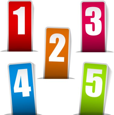 Numaraları ile renkli etiketleri