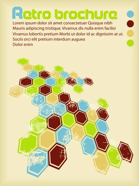 Brochure rétro avec hexagones — Image vectorielle