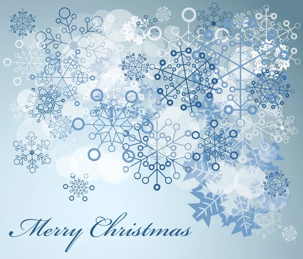 Weihnachtskarte mit Schneeflocken und Text — Stockvektor