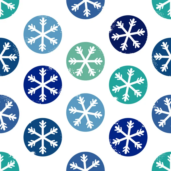 Seamless pattern made from snowflakes in circles — Stock Vector