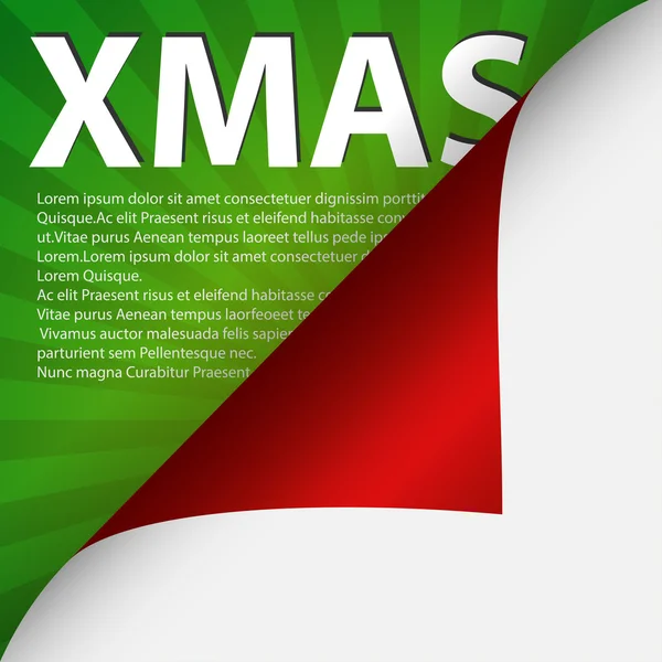 Texto de Navidad bajo la esquina rizada — Vector de stock