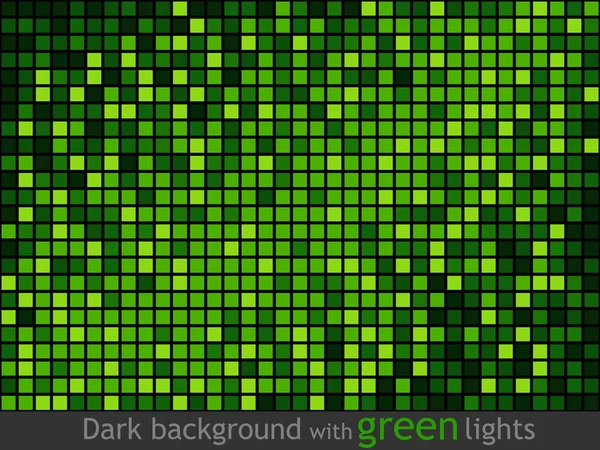 Donkere achtergrond met groene lichten — Stockvector
