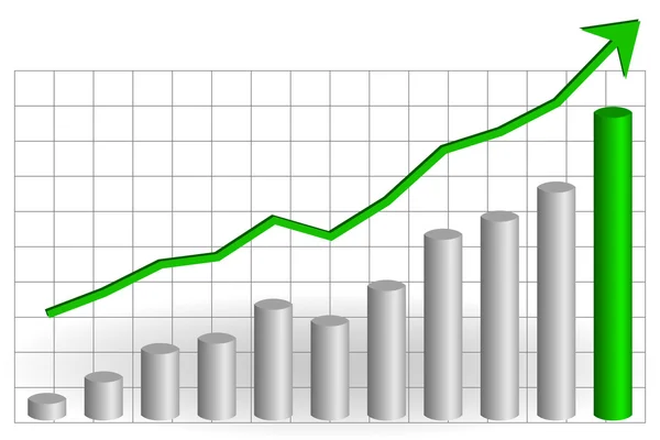 Gráfico ressuscitado com seta verde — Vetor de Stock