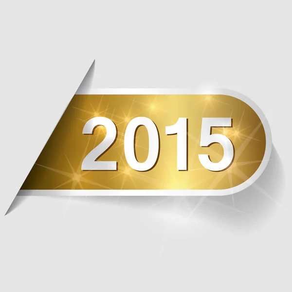 Year 2015 on golden label — Stock Vector