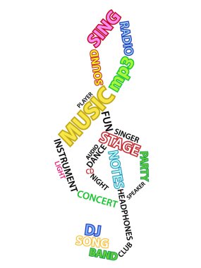 Color violin clef made from words clipart